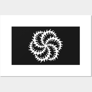 Double Six Sided Triskelion Crop Circle - White Posters and Art